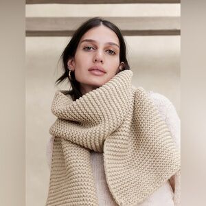 New $90 Banana Republic Carlina Chunky Scarf Cotton Poly Blend Ivory NWT